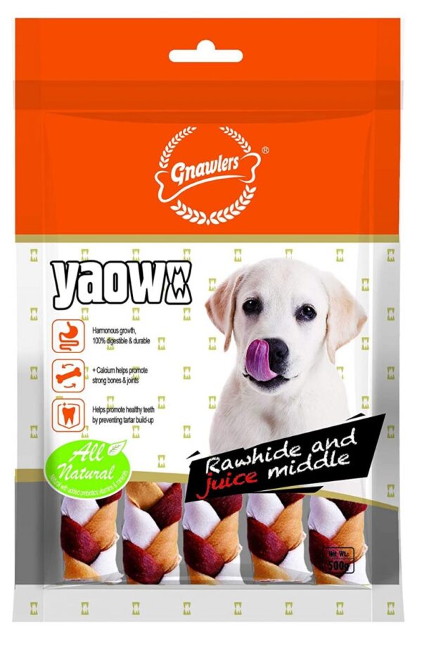 Gnawlers Yaowo Braid Chicken And Liver Treat For Dogs - 500g