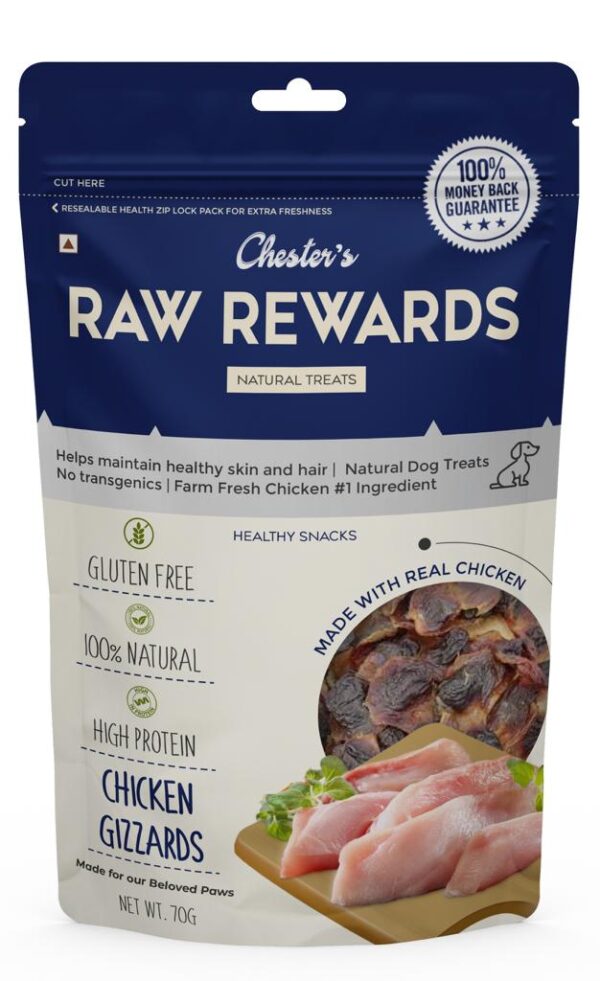 Chester's Raw Reward Chicken Gizzards Dog Treat 70g